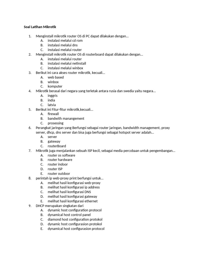 Contoh Soal Soal Mikrotik Pdf