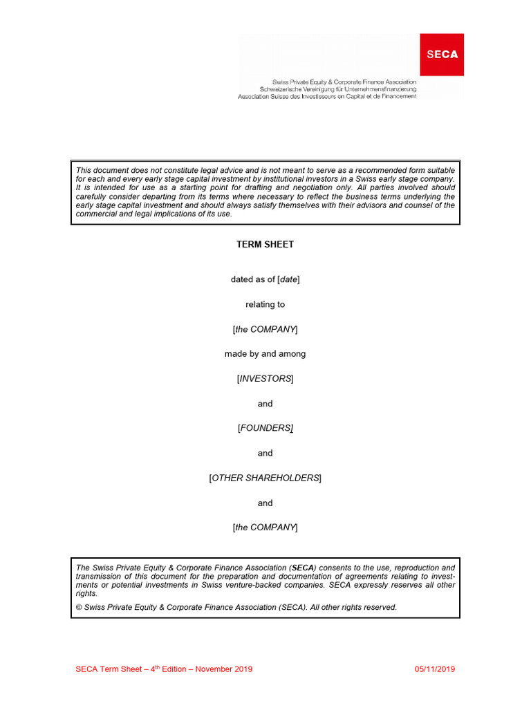 Large Term Sheet With Annotations | PDF