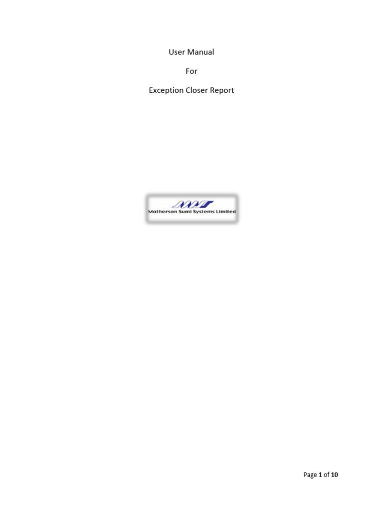 Exception Closer Report Rev.00 | PDF | Computing | Finance & Money ...