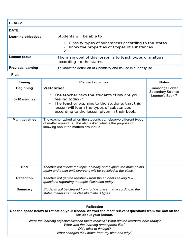 Lesson Plan Format | PDF