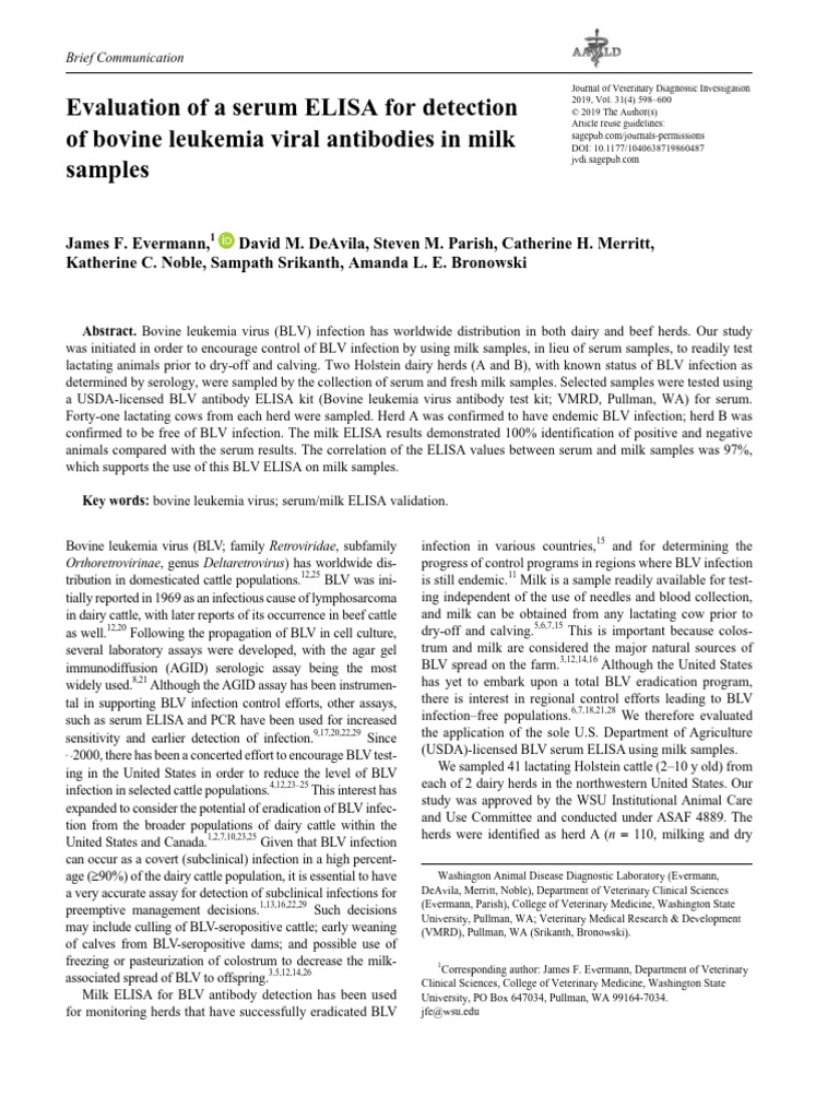Evaluation of A Serum ELISA For Detection | PDF