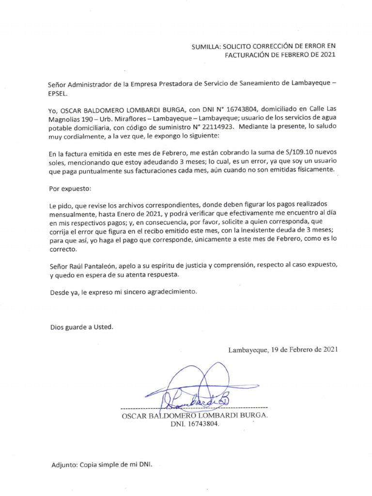 Solicito de Corrección | PDF