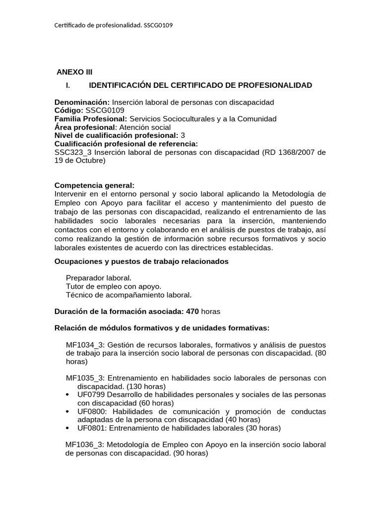 Certificado de Profesionalidad. Curso E-Learning | PDF