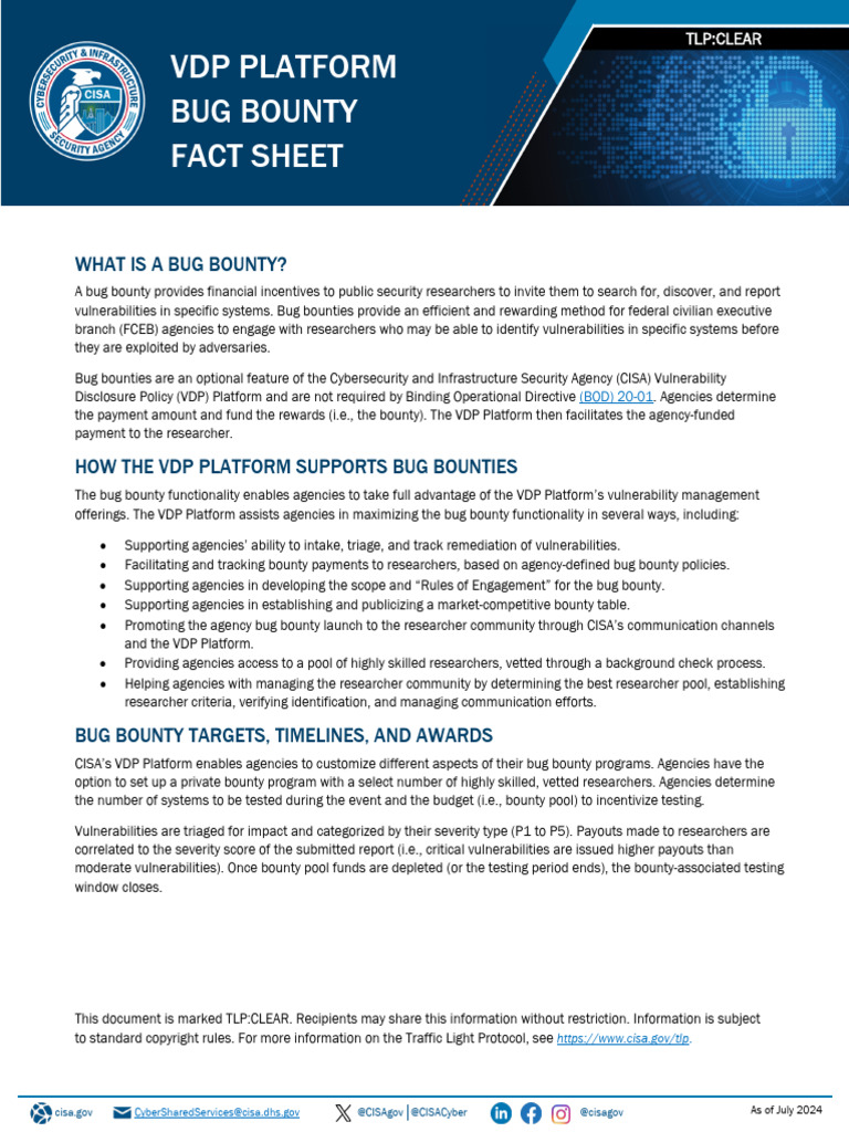 VDP Platform Bug Bounty Fact Sheet - July 2024 | PDF | Vulnerability ...