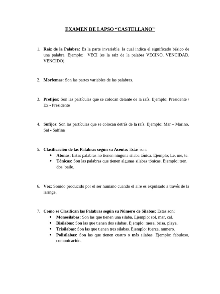 Examen de Lapso Castellano | PDF