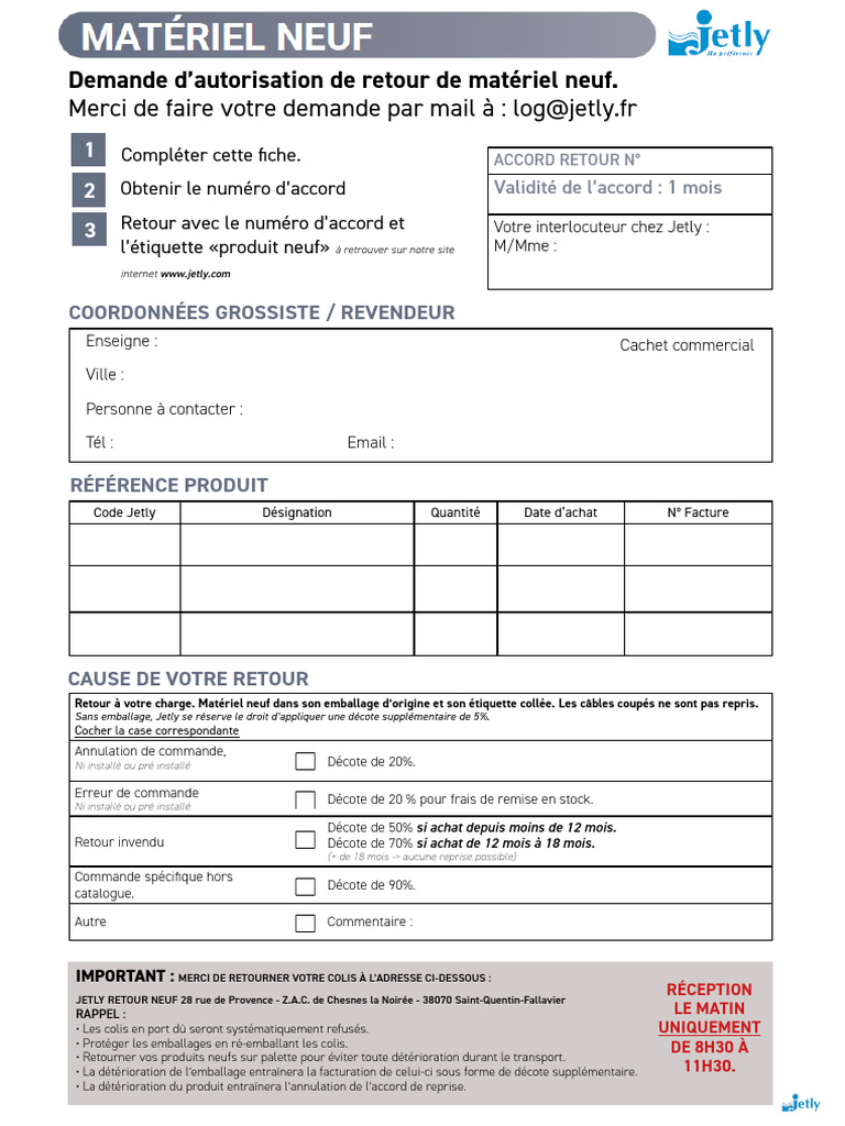 Documents De Retour Neuf Jetly Pdf