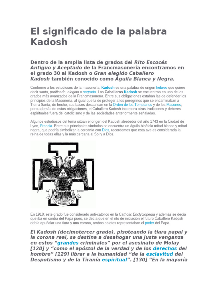 El Significado de La Palabra Kadosh | PDF