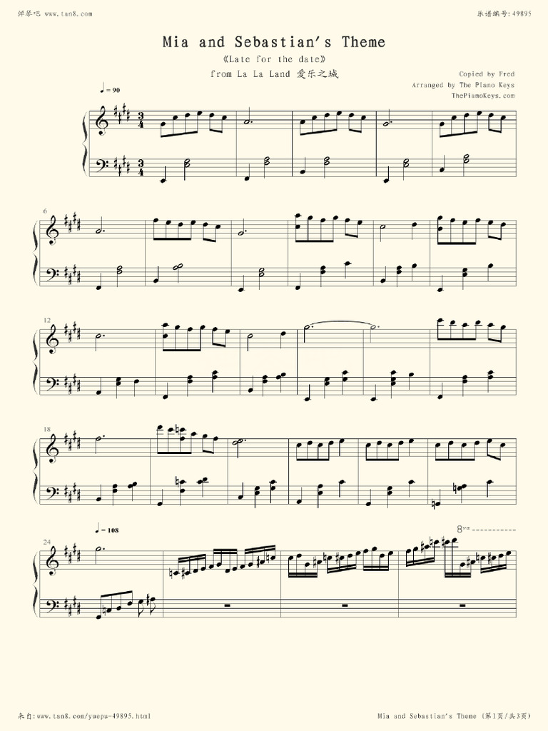 Mia and sebastians theme la la land pdf