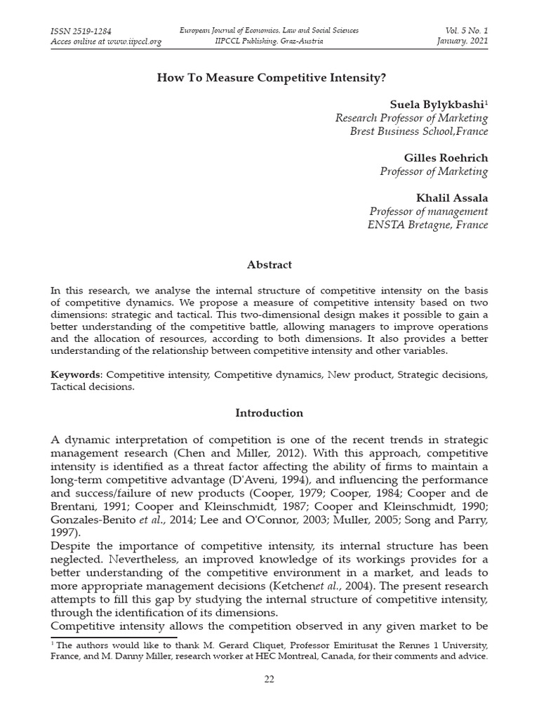BYLYKBASHI.S How To Measure Competition Intensity EJELS | PDF