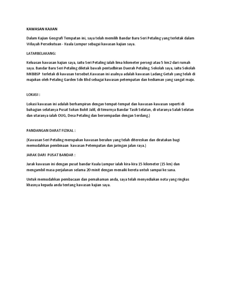 Kawasan Kajian Cth Geo Pdf