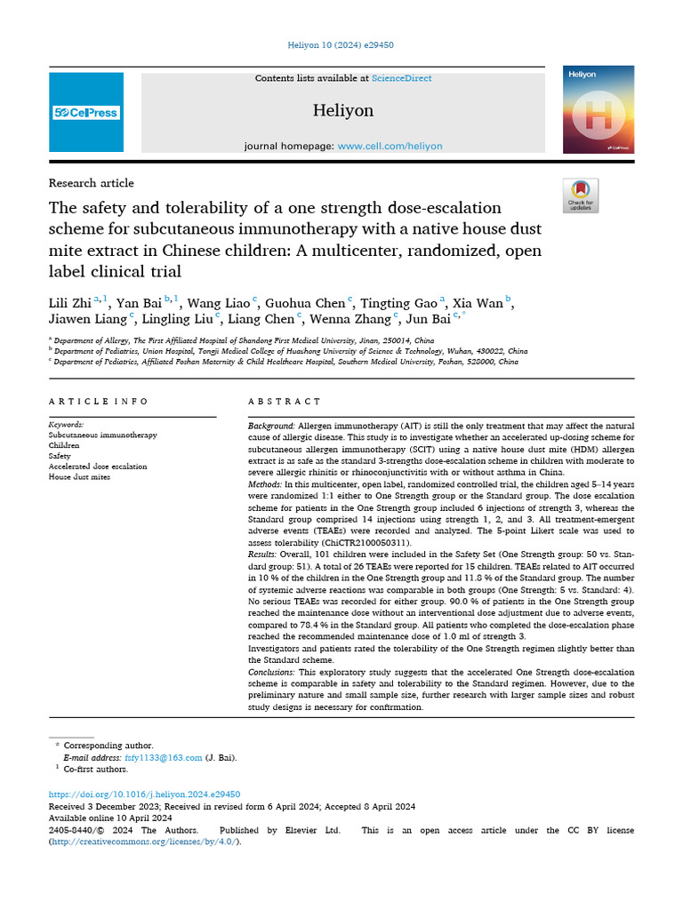 The Safety and Tolerability of A One Strength Dose-Escalation | PDF