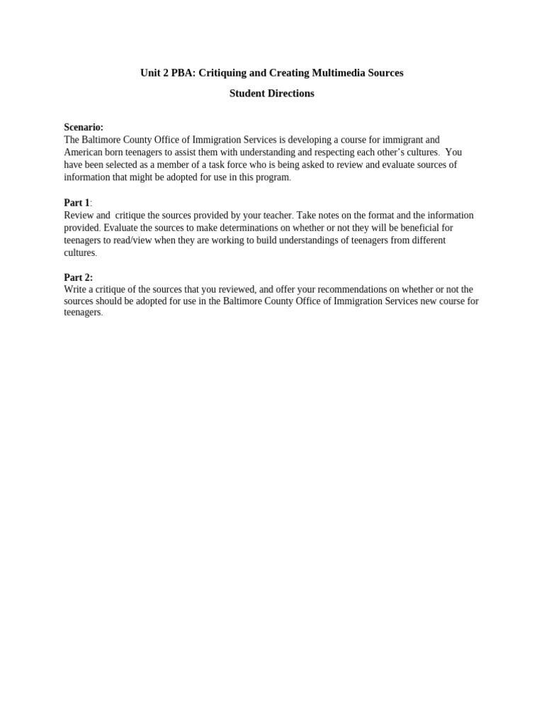 Unit+2+PBA+Student+Directions | PDF