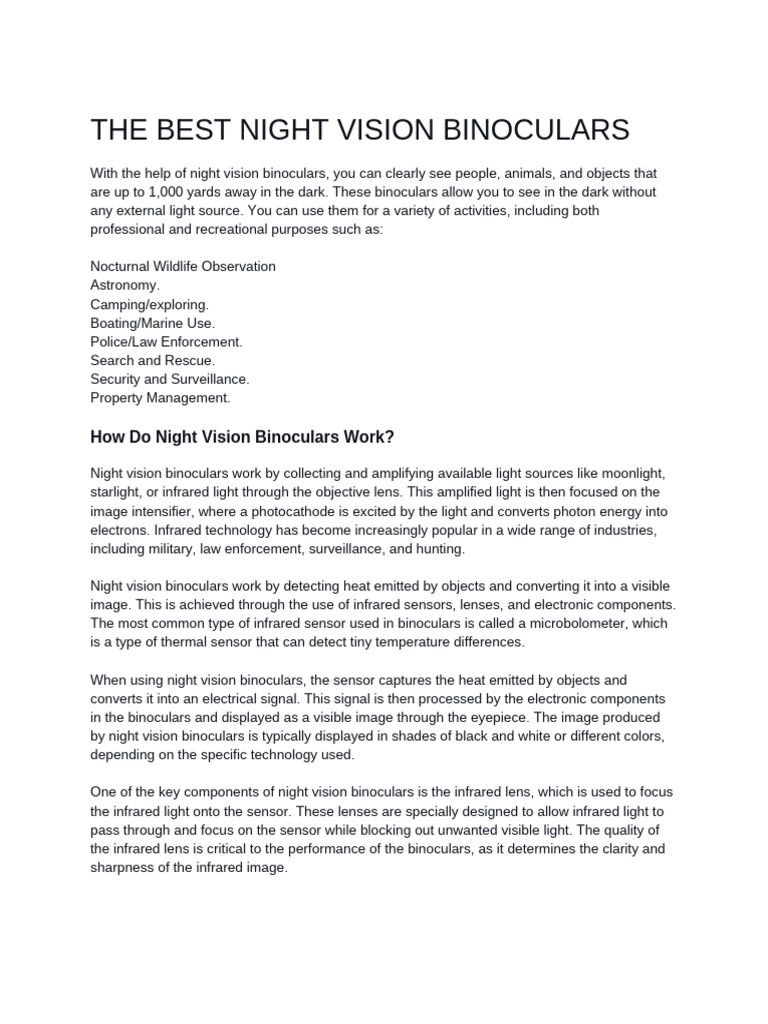 The Best Night Vision Binoculars | PDF