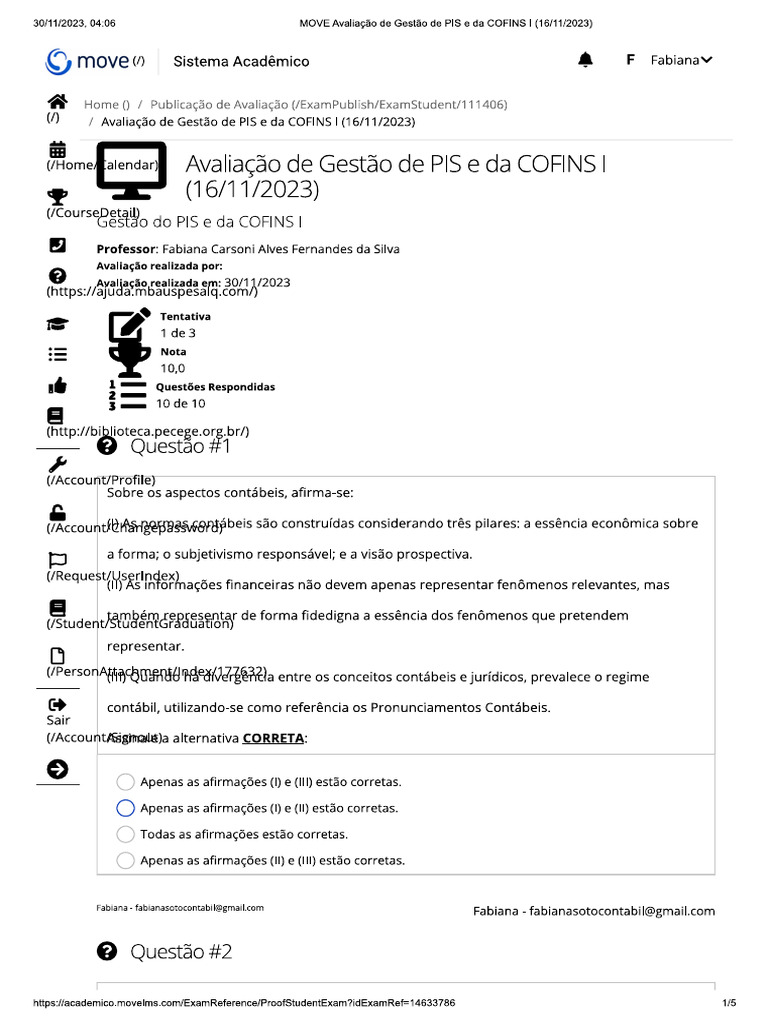 Avaliação de Gestão de PIS e Da COFINS I | PDF
