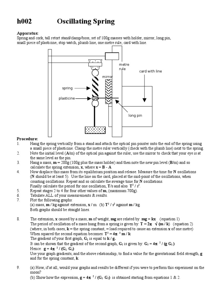 Spring Oscillation Experiment Guide | PDF | Teaching Methods ...