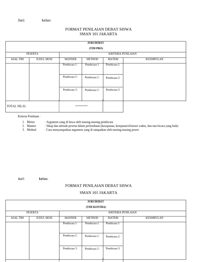 Format Penilaian Debat Pdf