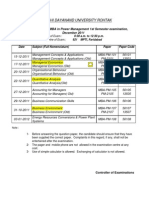 Date Sheet of MBA (Power Management) 1st Sem. Dec. 2011