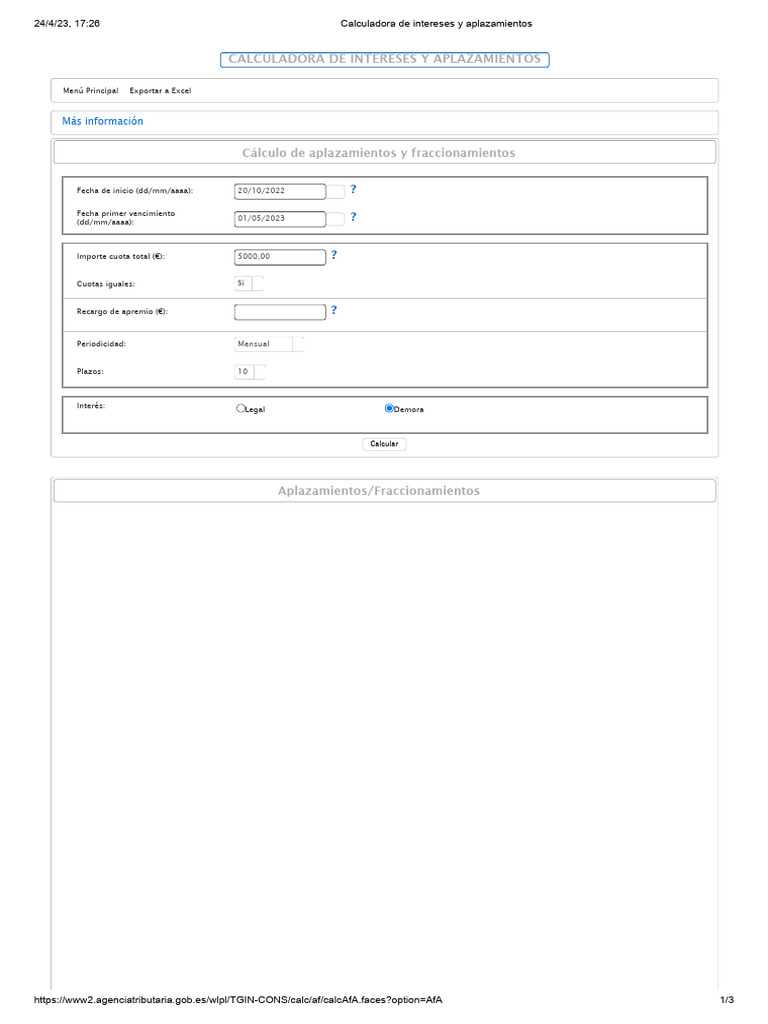 Calculadora de intereses y aplazamientos tic pdf