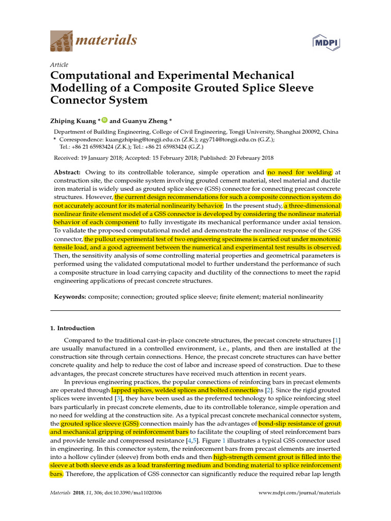 Ok-Computational and Experimental Mechanical Modelling of | PDF