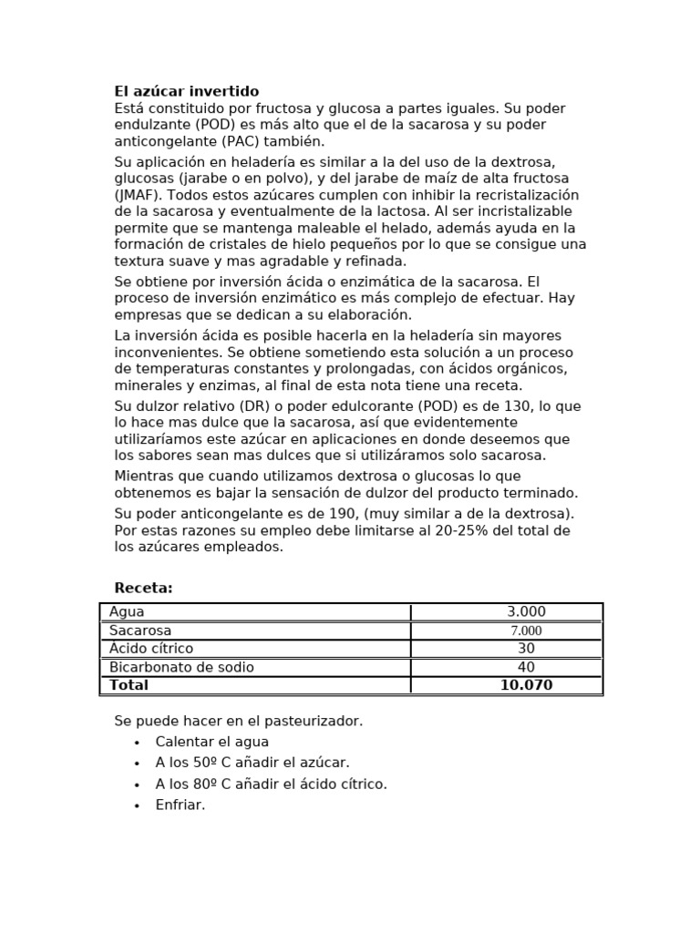 El Azúcar Invertido | PDF