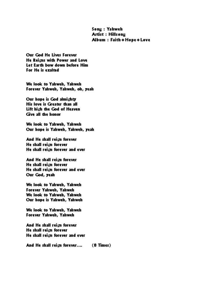 Praise & Worship SONG Lyrics Etc. by Joh