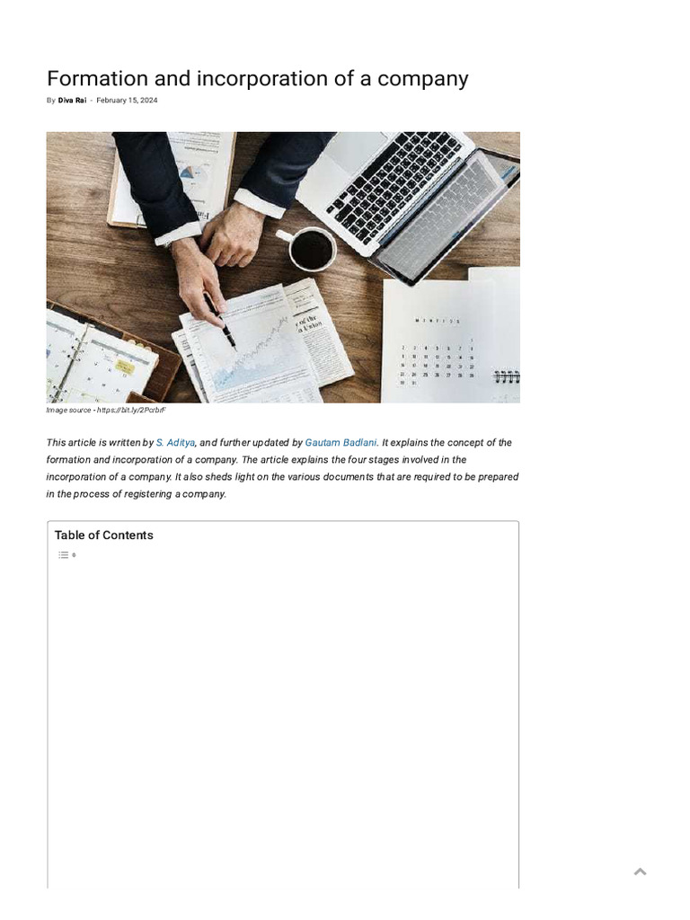 Formation and Incorporation of A Company - IPleaders | PDF