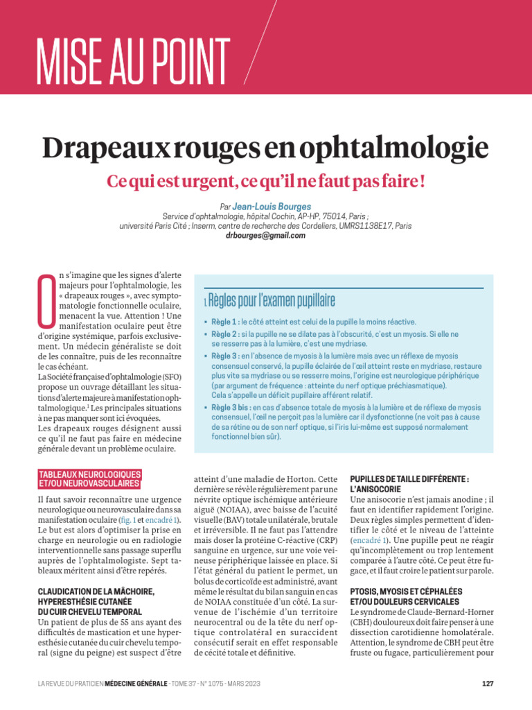 Drapeaux Rouges en Ophtalmologie | PDF