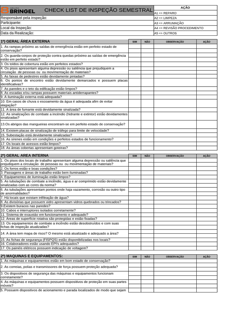 Check List de Inspeção Semestral | PDF
