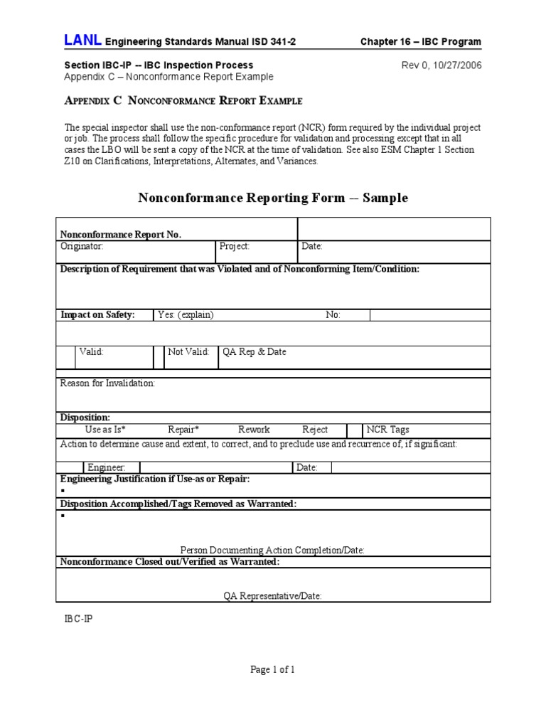 Nonconformance Report Example Guide | PDF