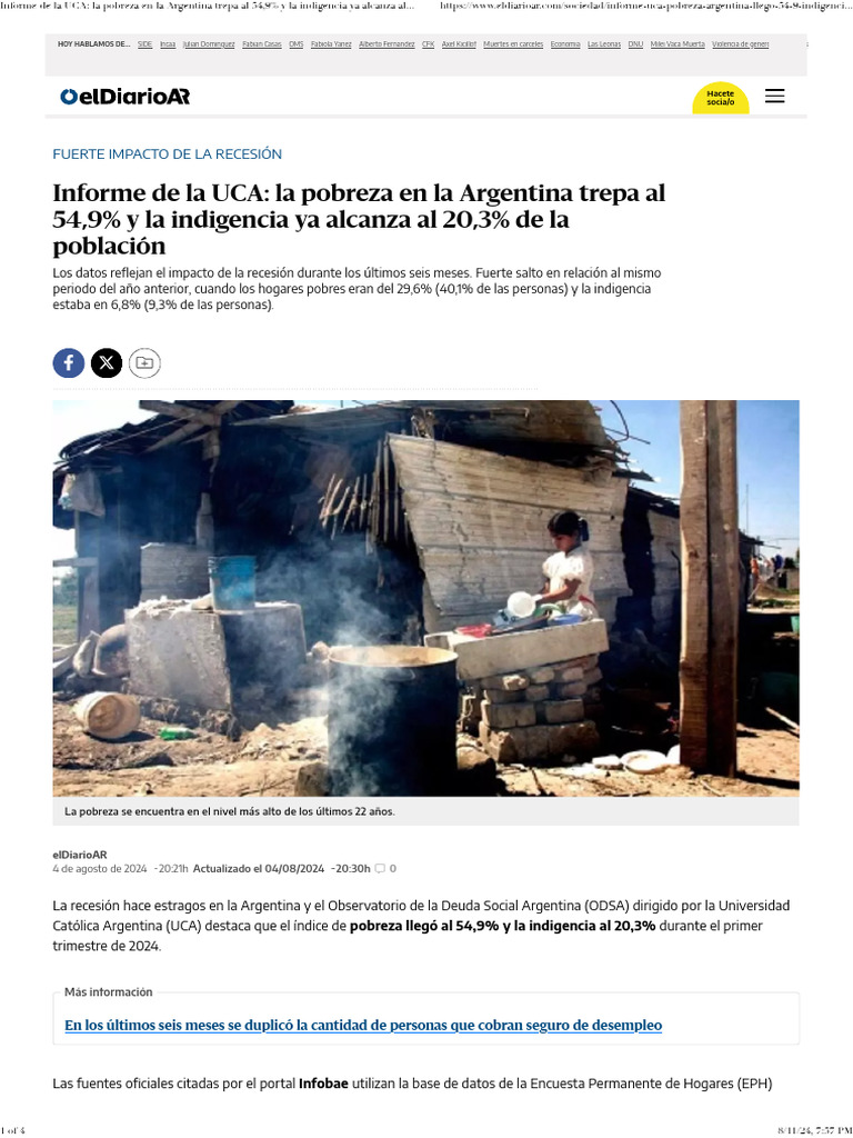 Informe de La UCA - La Pobreza en La Argentina Trepa Al 54,9 - y La ...