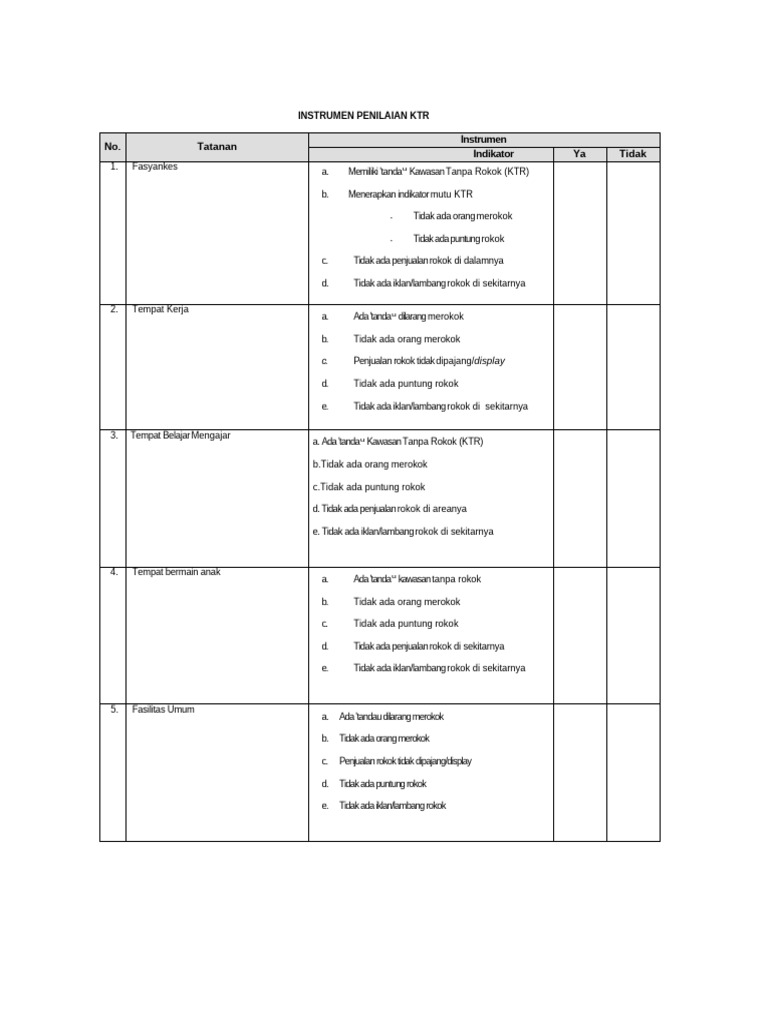 Instrumen Penilaian KTR | PDF