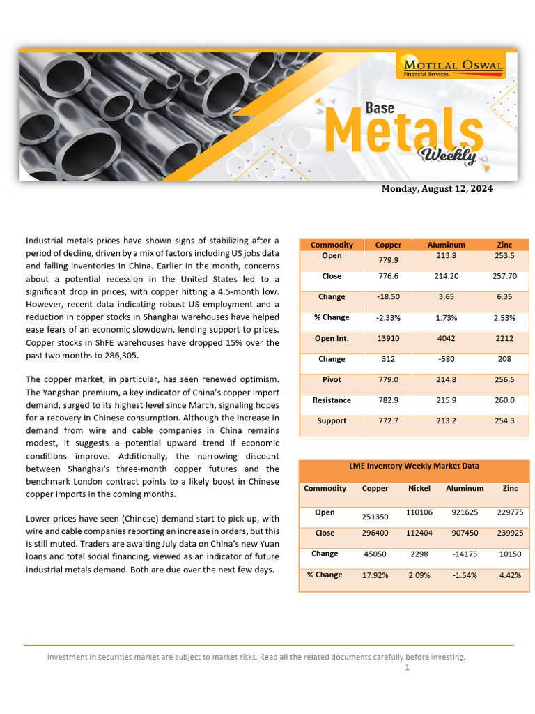 Metals Market Analysis and Outlook | PDF | Investing | Private Sector