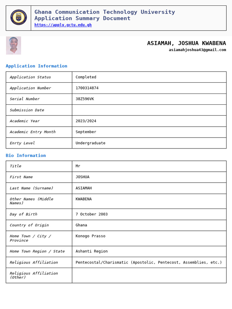 Application Summary Export 1703784567 | PDF