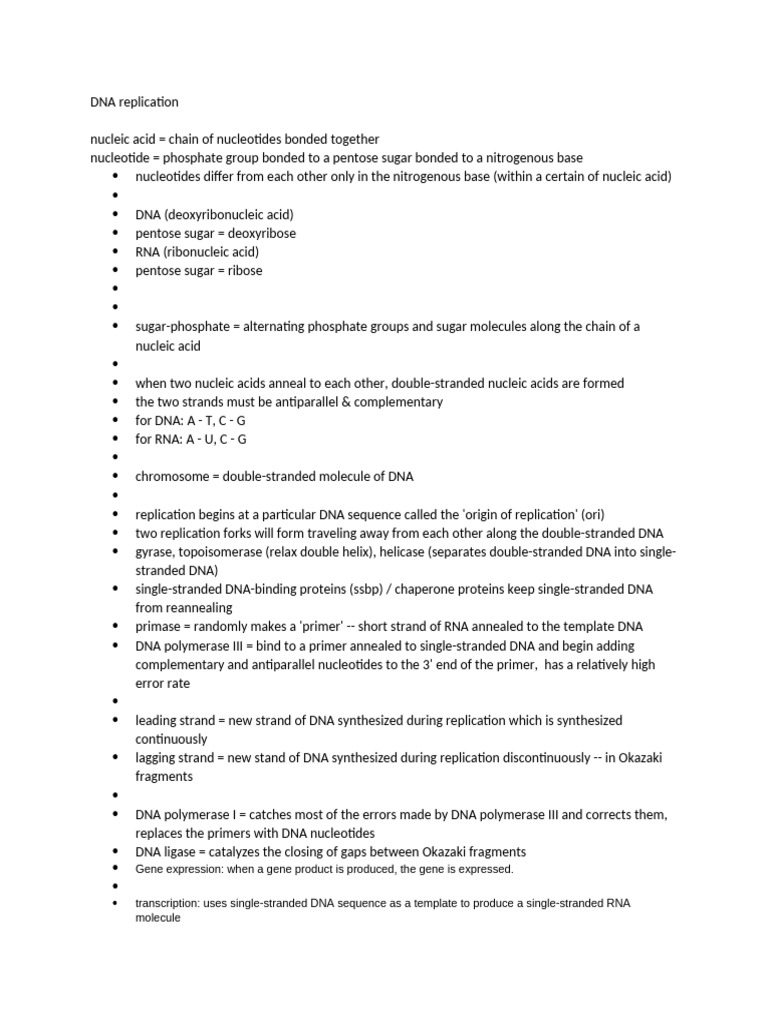 DNA Replication and Gene Expression Overview | PDF | Rna | Operon