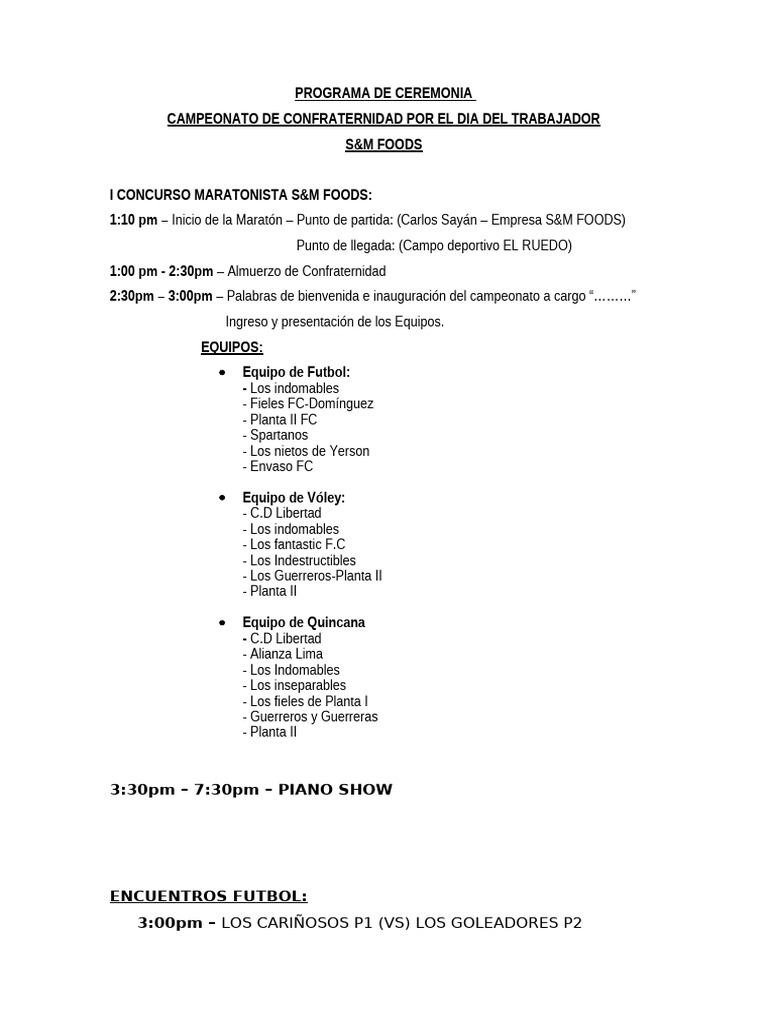 Programa de Ceremonia Final | PDF