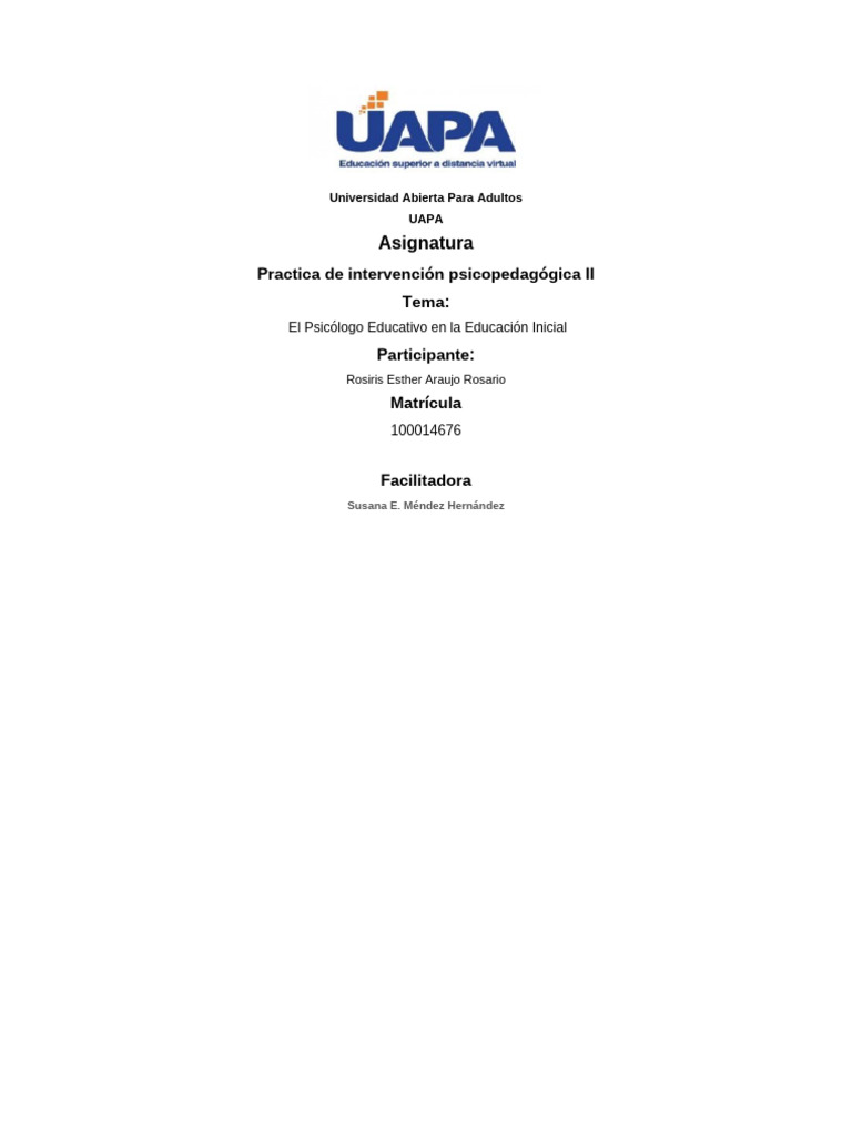Tarea 1 de Intervencion Psicopedagogica 2 | PDF