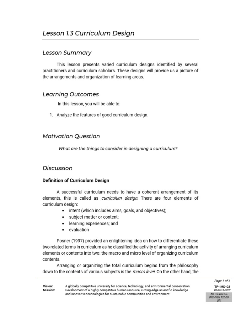 Curriculum design pdf curriculum career growth