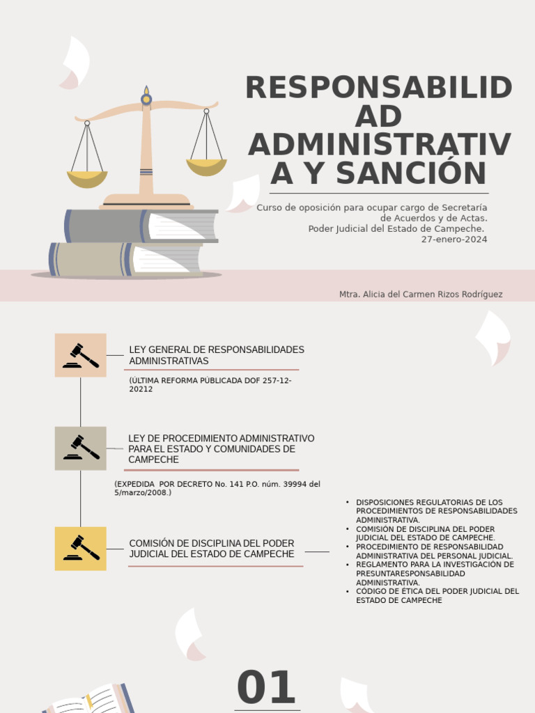 Responsabilidad Administrativa Y Sanción Diapositivas 1 Pdf