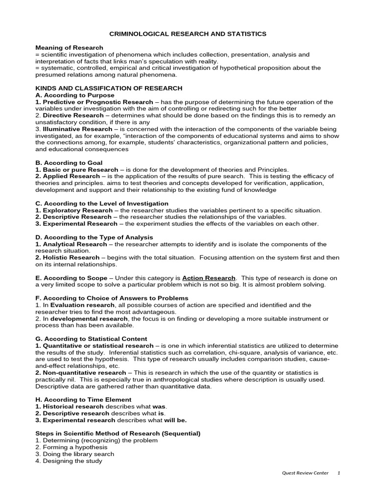 Criminological Research And Statistics Module Pdf
