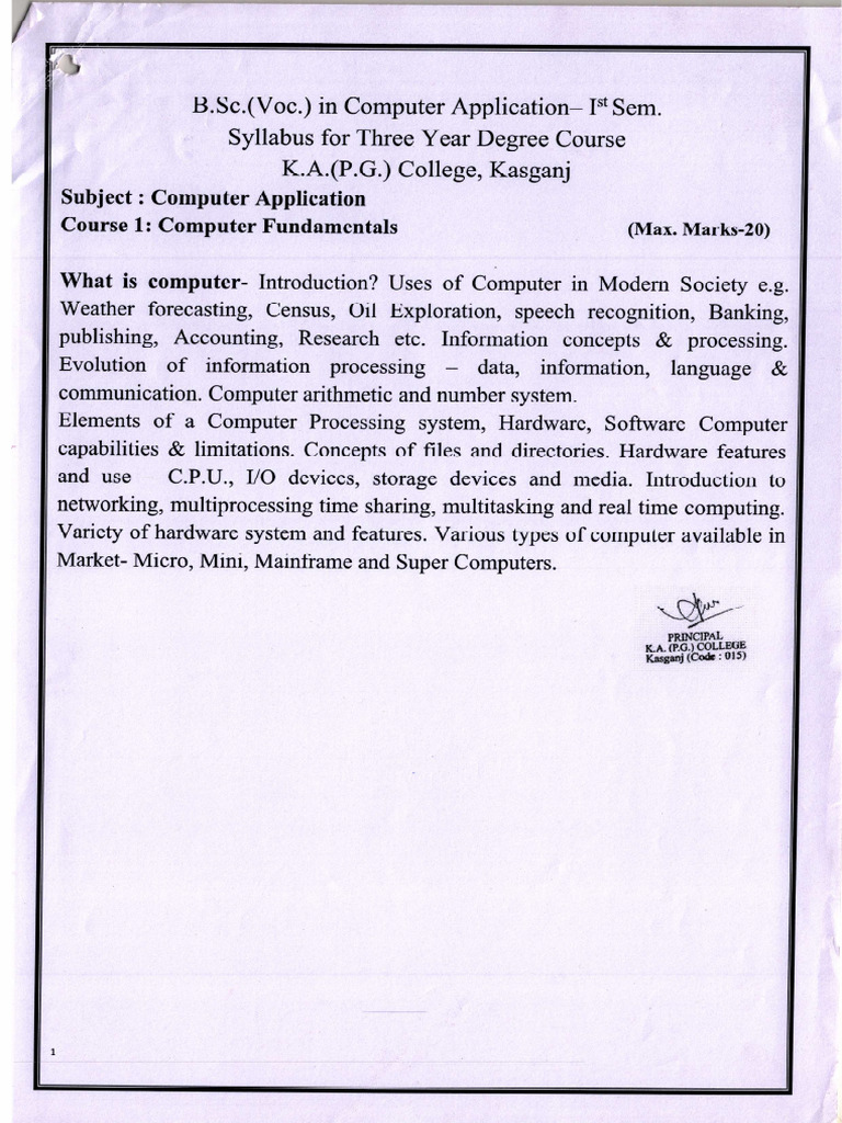 B.SC (Voc) in Computer Application | PDF