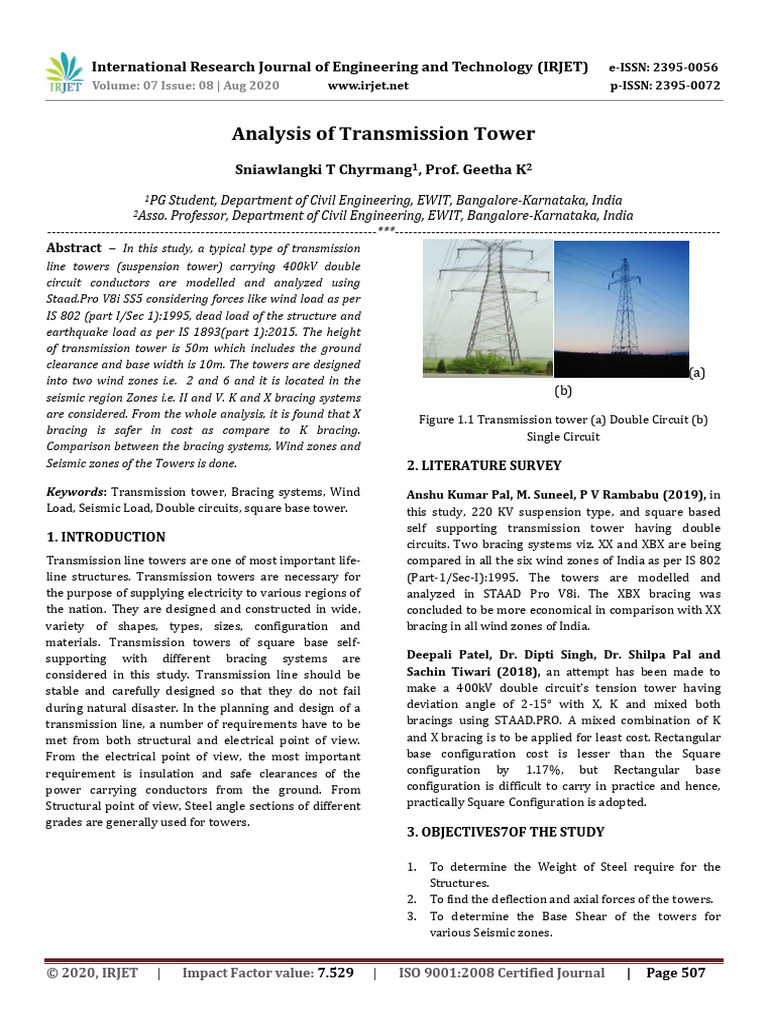 Analysis of Transmission Tower | PDF