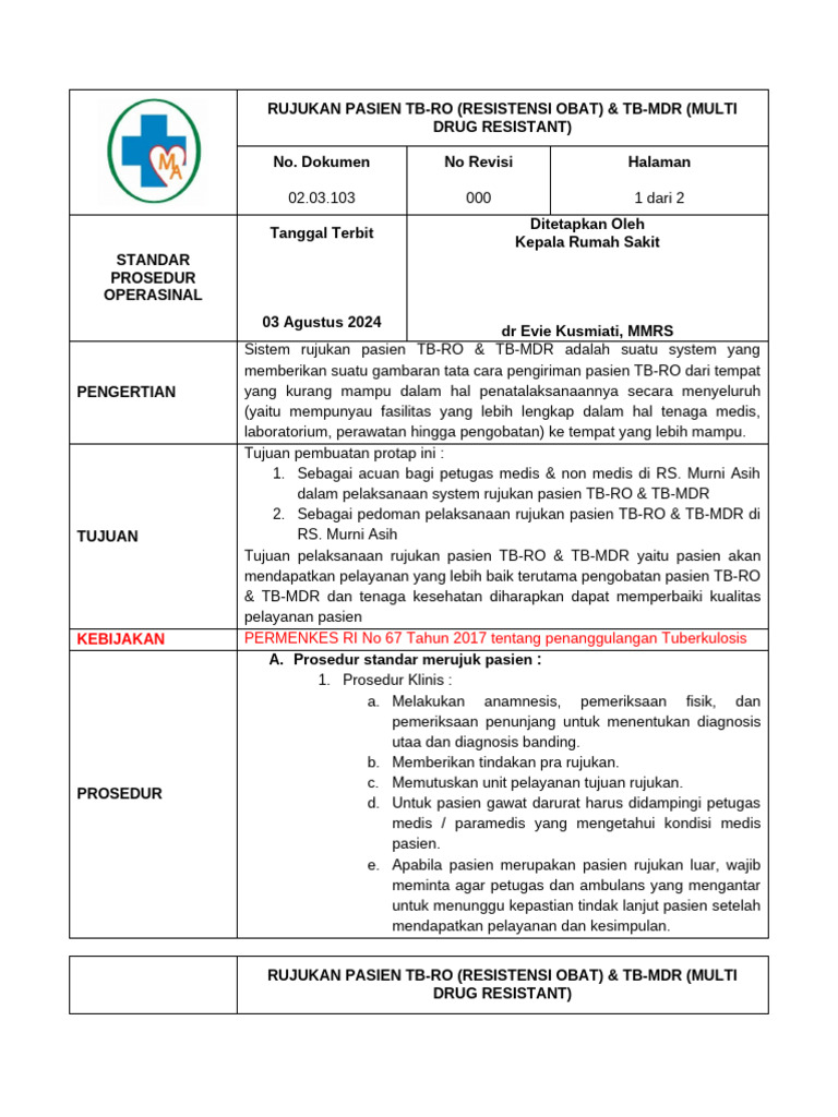 02.03.104 Rujukan Pasien Tb-Ro & TB-MDR | PDF