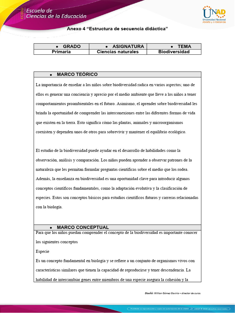Secuencia Didáctica Sobre Biodiversidad Pdf Ecosistema Entorno