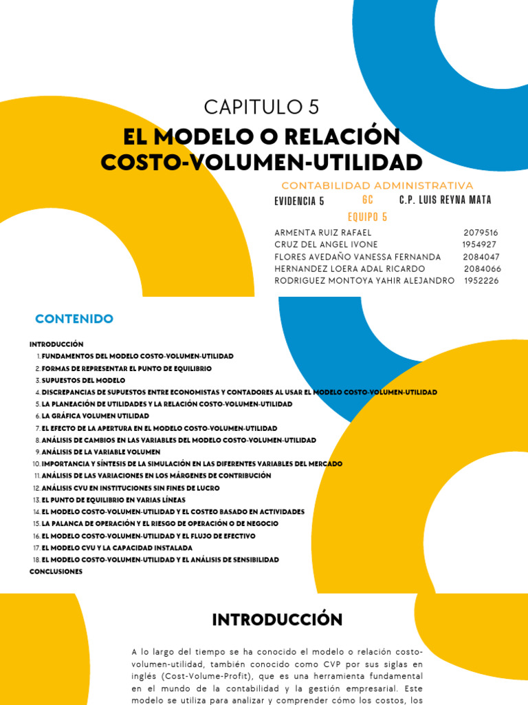 Eq 5 Ev 5 El Modelo O Relación Costo Volumen Utilidad Pdf