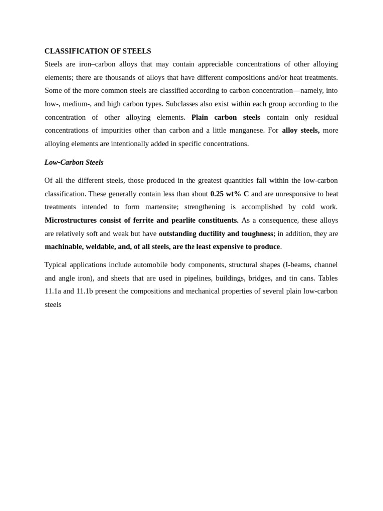 Classification of Steels | PDF
