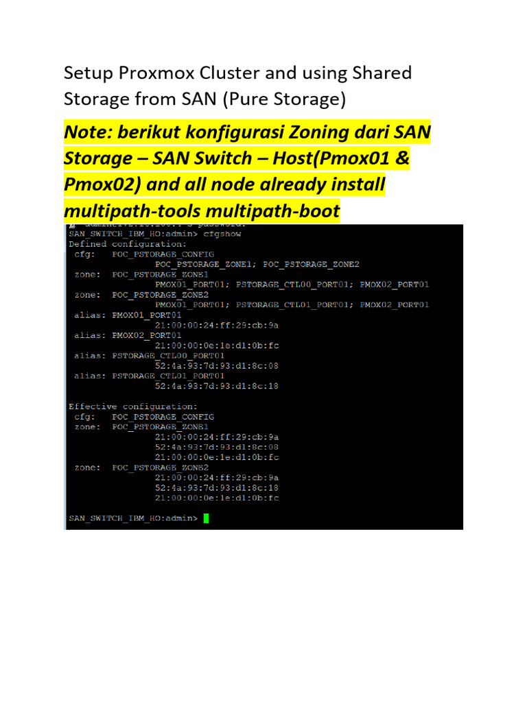 Setup Proxmox Cluster and Shared Storage (Pure Storage) | PDF