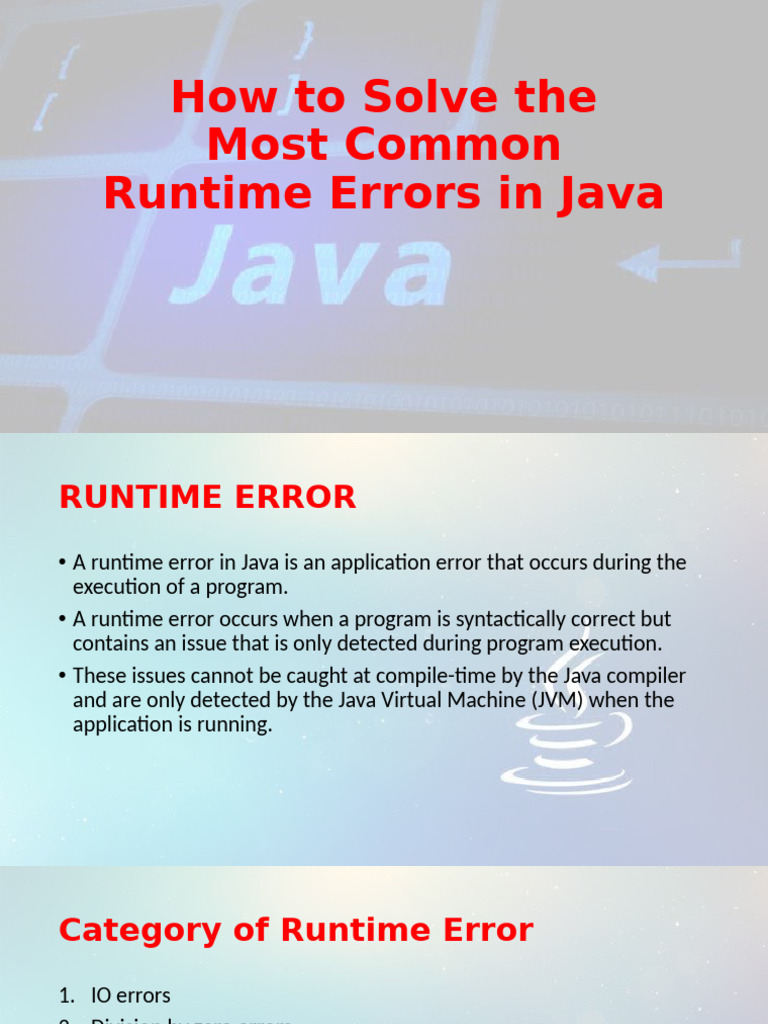 How To Solve The Most Common Runtime Errors | PDF