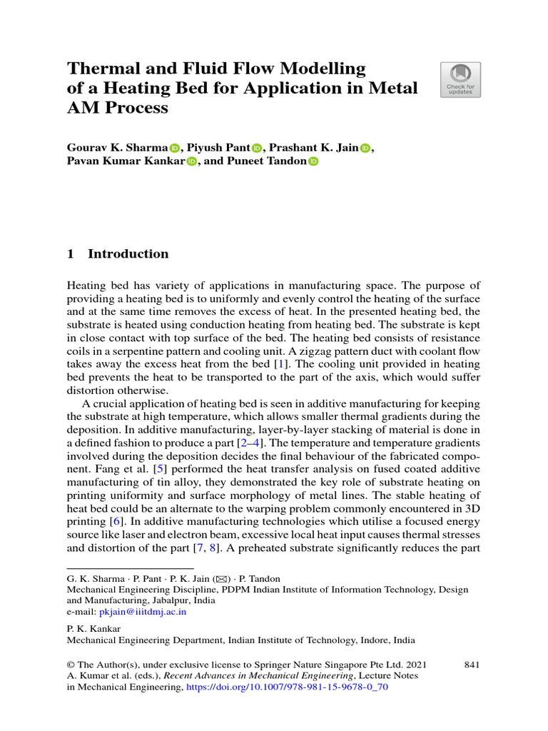 Thermal and Fluid Flow Modelling of A Heating Bed For Application in ...