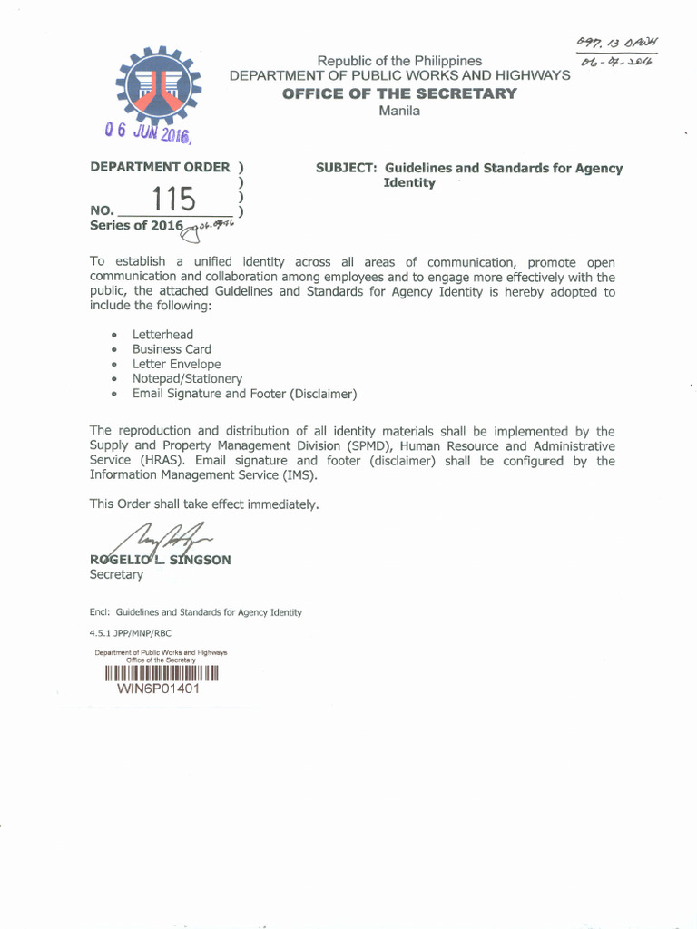 DO - 115 - s2016 Letterhead Format | PDF