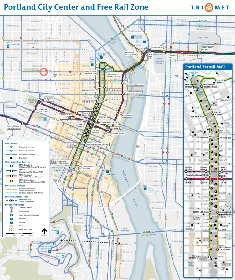 Portland City Center Transit Map | PDF | Oregon | Public Transport